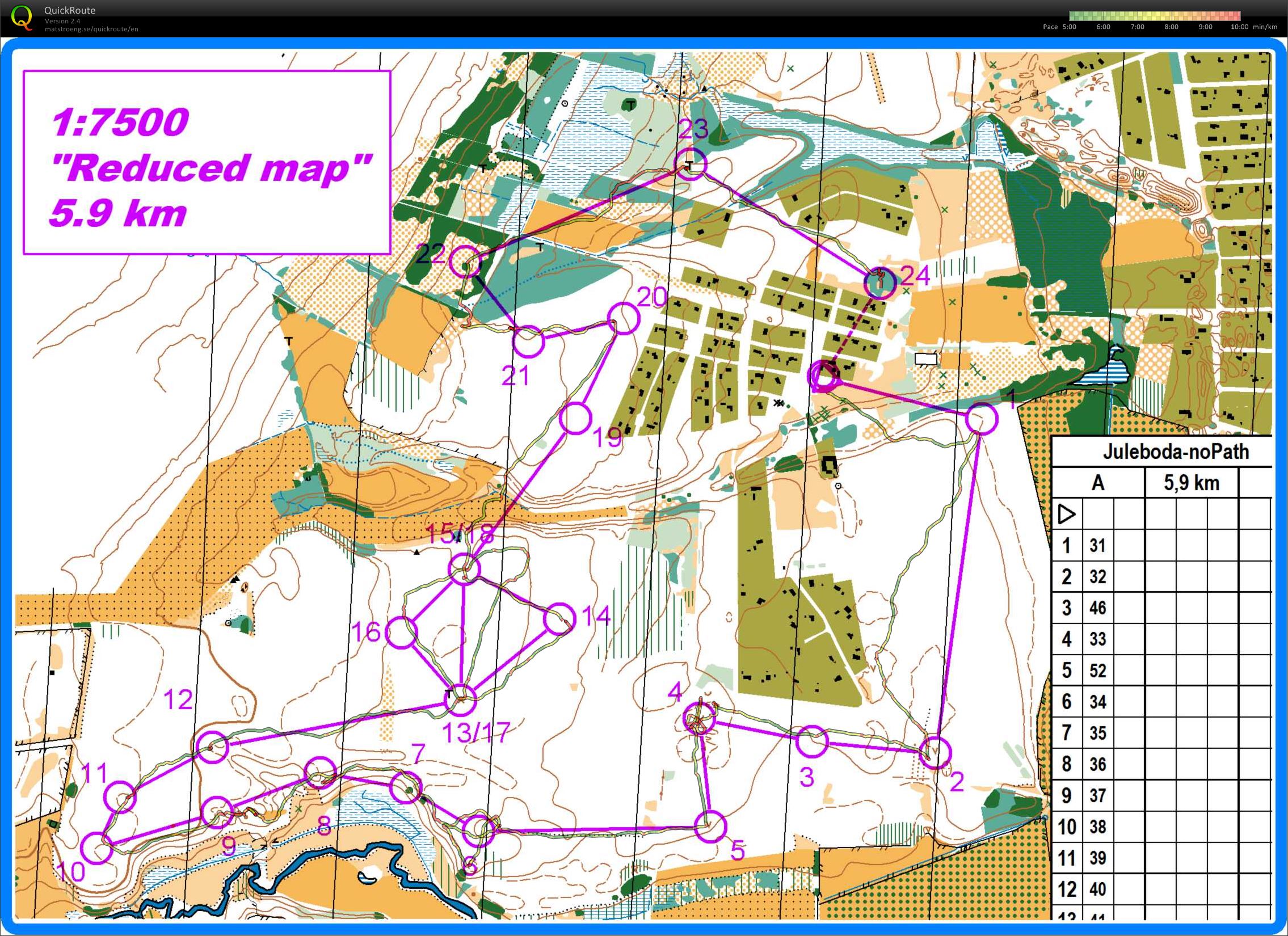 Put out controls / reduced map / distance and direction (24-04-2013)