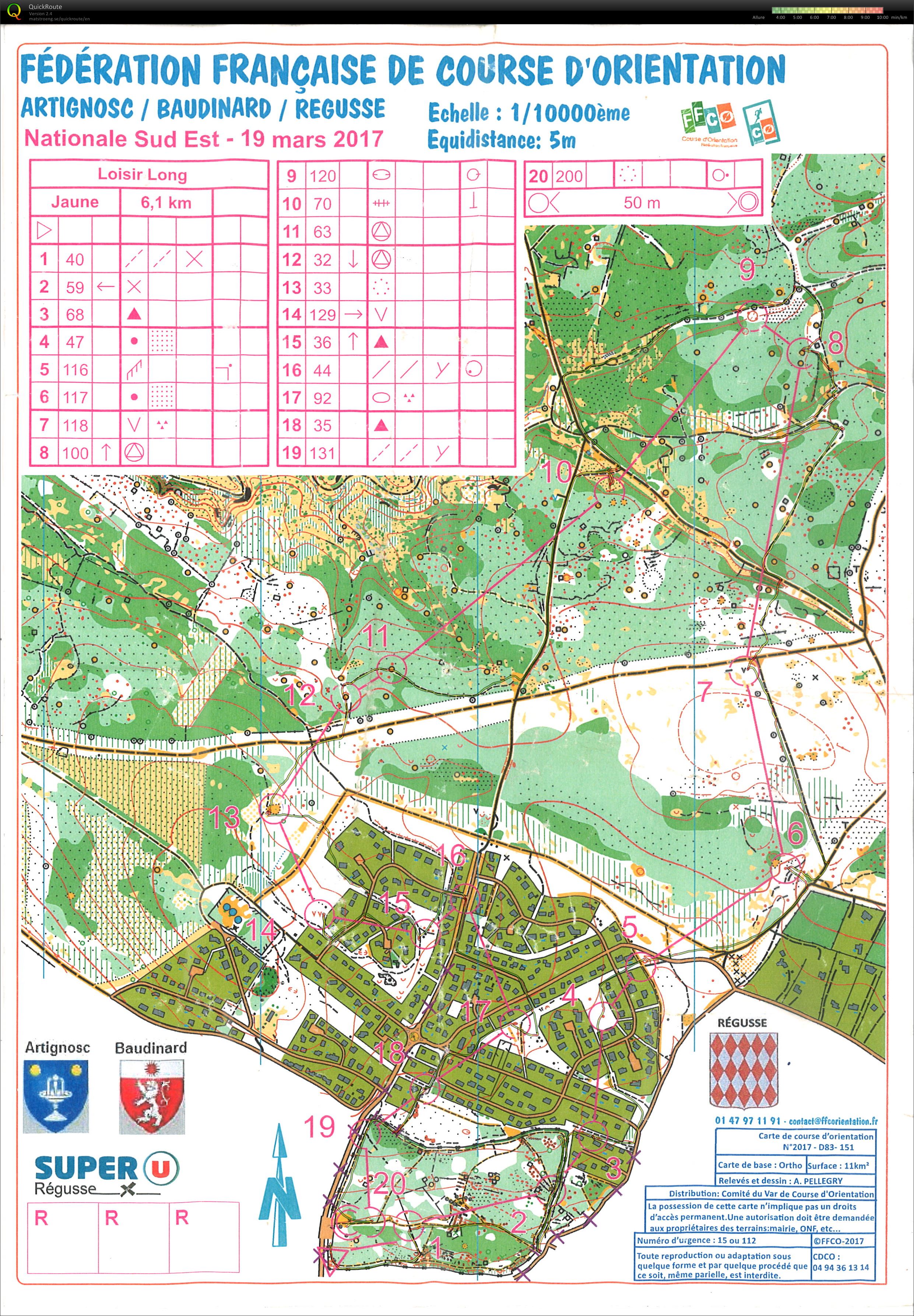 National SE Régusse, parcours jaune (19.03.2017)