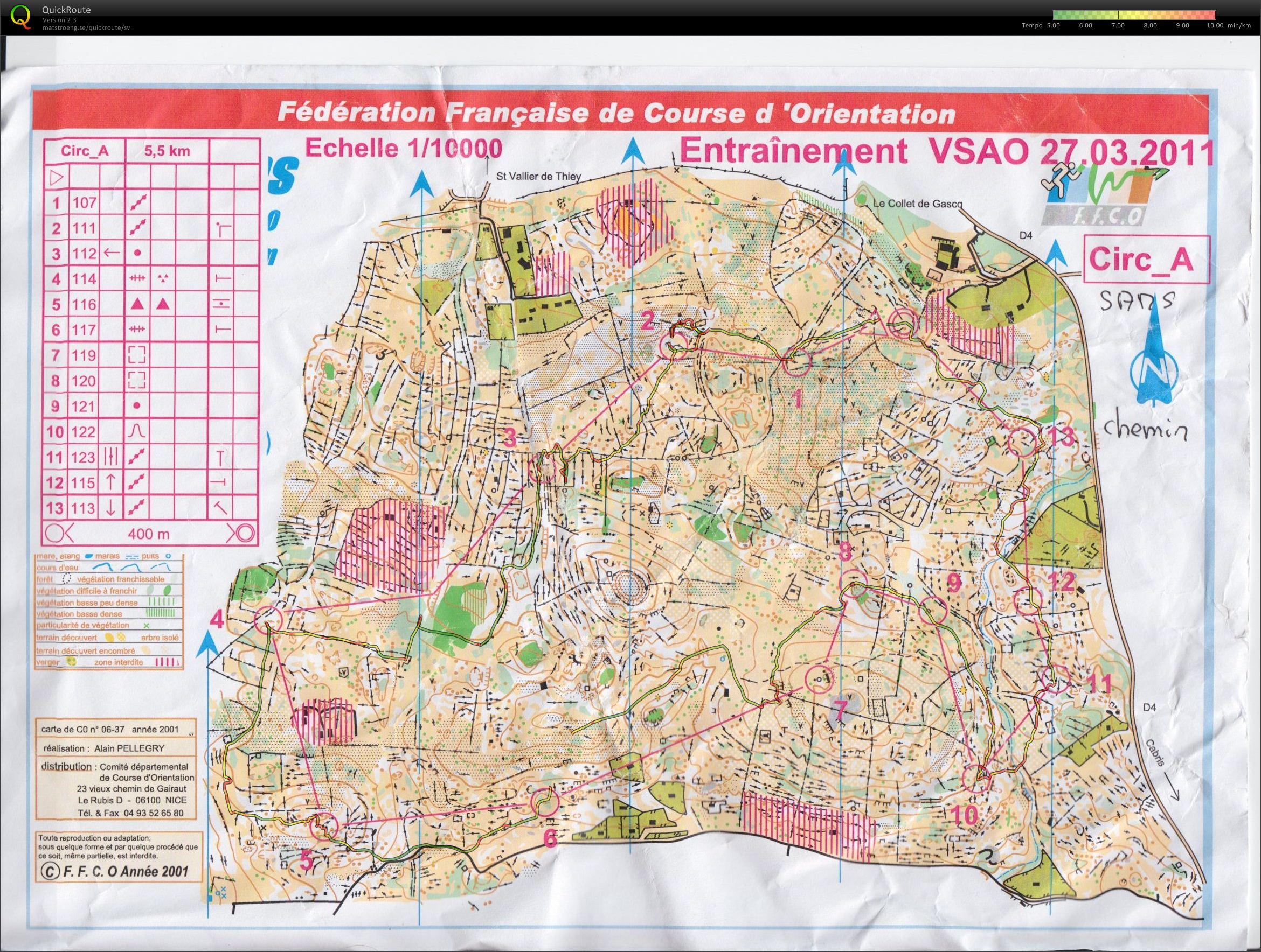 Compass and distance training reduced map (no road (27-03-2011)